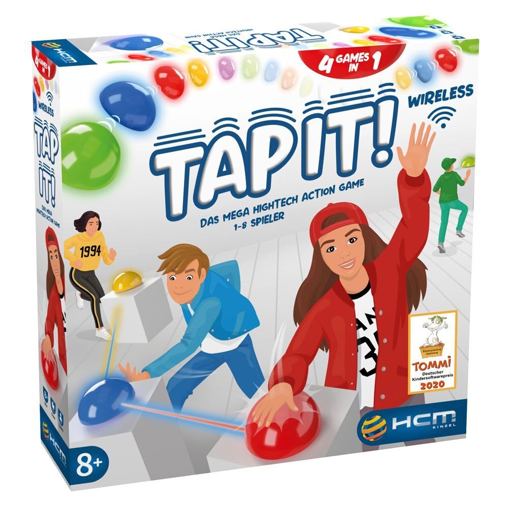 HCM Kinzel 55153 Tap it Hightech Action Buzzer Game 4 modalità di gioco, Multicolore, HCM55153