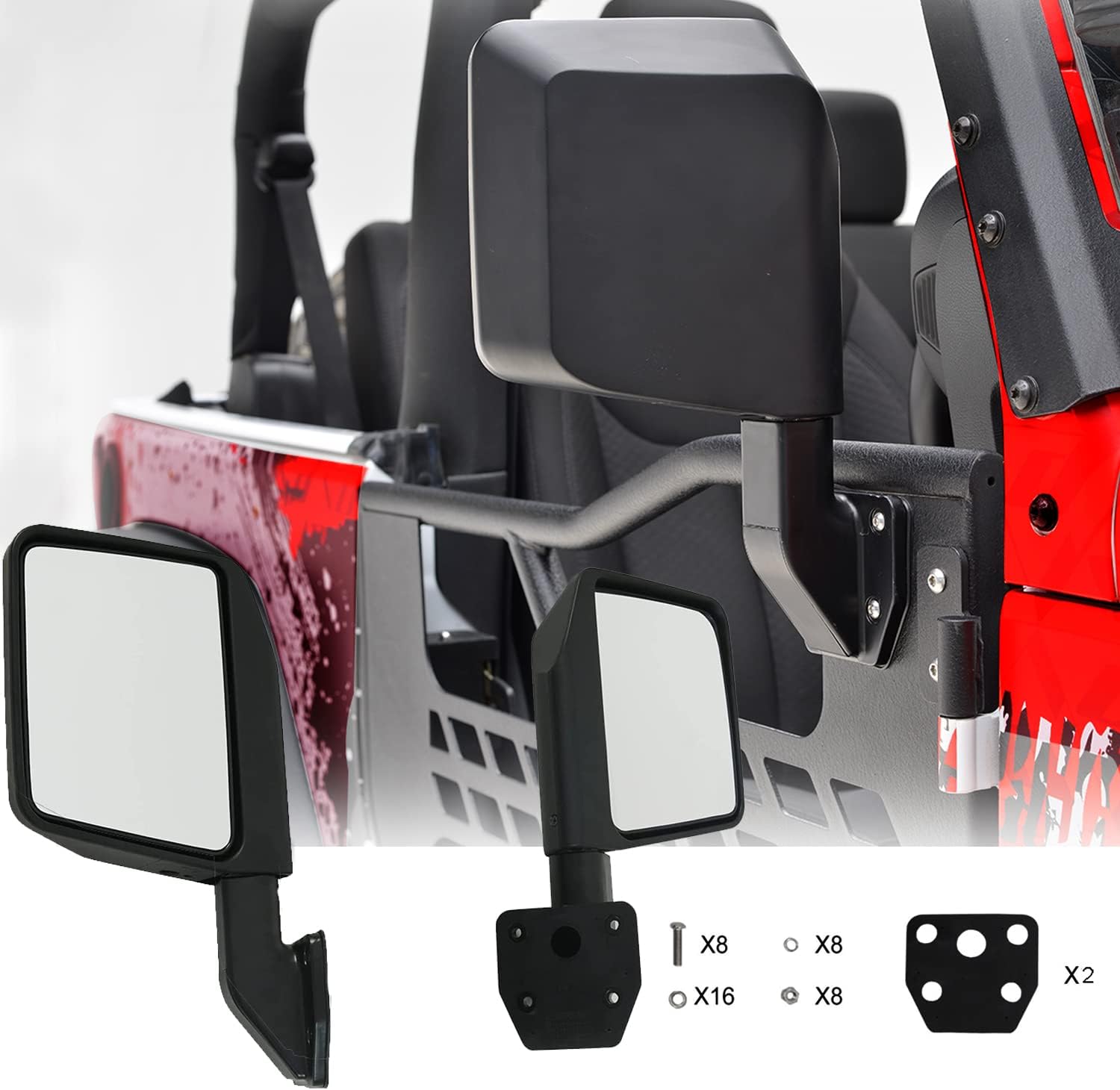 Side Mirrors for Half Door Tubular Door Side View Mirror Reflection Mirrors Fit for Jeep Wrangler CJ7 YJ TJ JK JL/Gladiator JT/Cherokee XJ -1 Pair