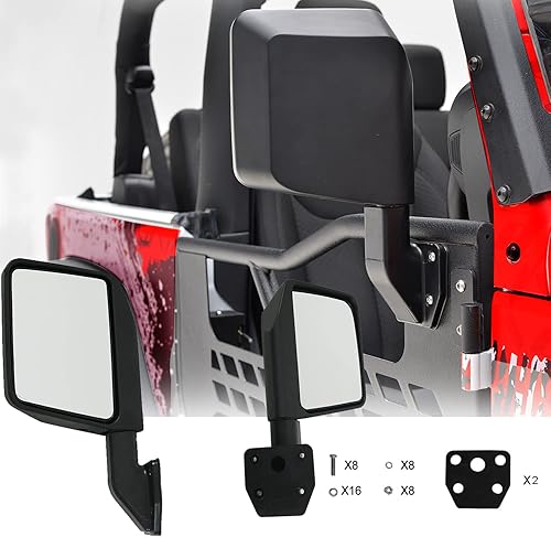 Espejos laterales para puerta tubular de media puerta, espejo de reflexión para Jeep Wrangler CJ7 YJ TJ JK JLGladiator JTCherokee XJ -1 par