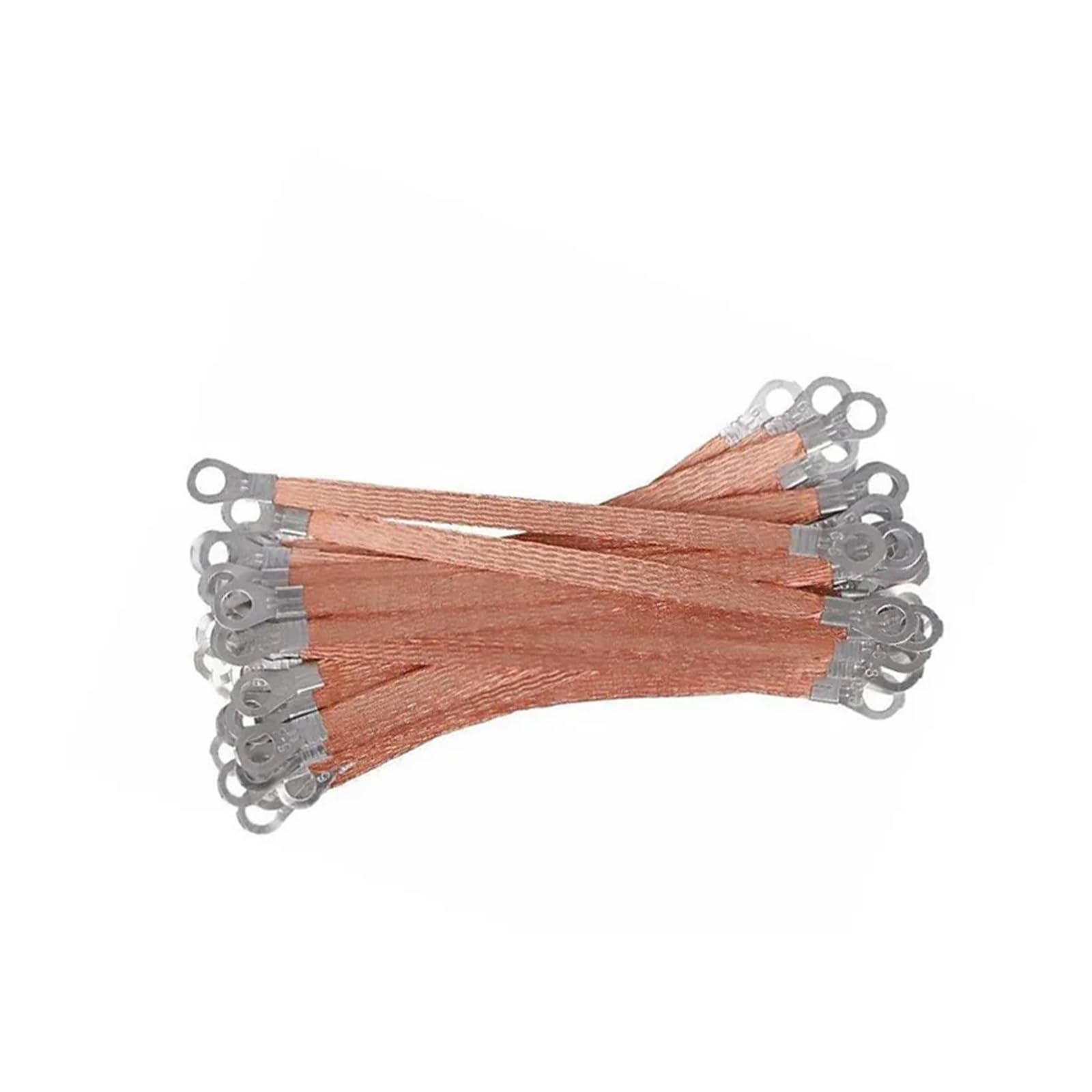 HYQOUKLR Bridge Ground Lead Flexible, Braided Copper Ground Straps, Copper, 2.5mm2 200mm 8mm Hole, 100pcs(Pure Copper)