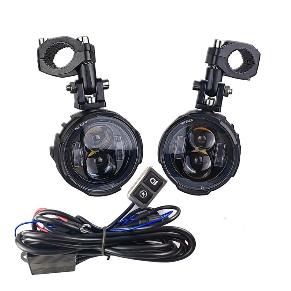 Fanale Posteriore Coppia di fari fendinebbia per moto da 100 W ausiliari a LED a doppio colore lampeggianti per
