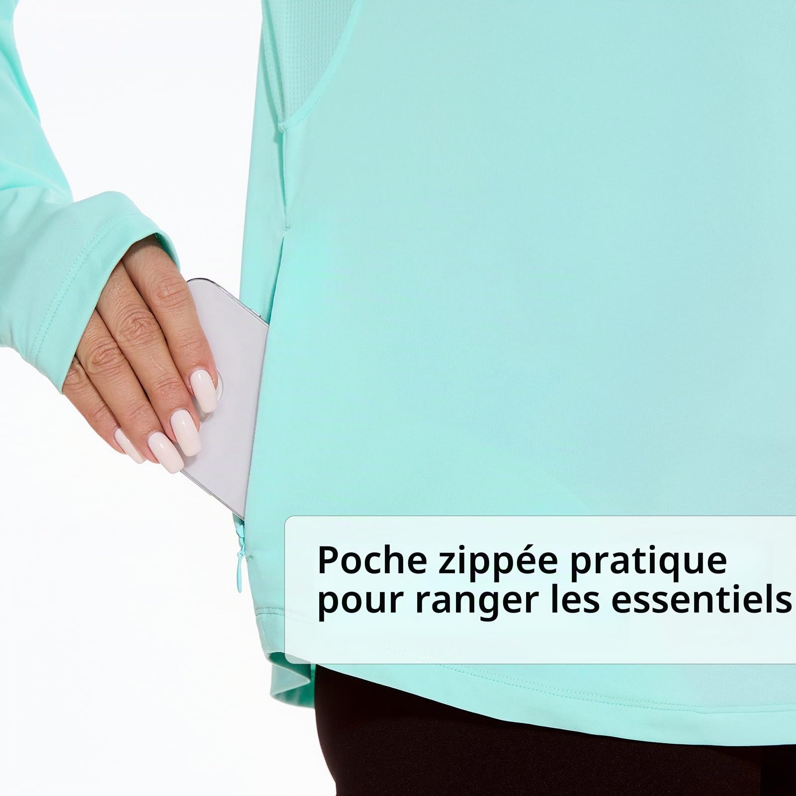 Bassdash Sweat à Capuche à Manches Longues Femme avec Poche Protection Solaire Sweat Léger UPF50+ FS04W