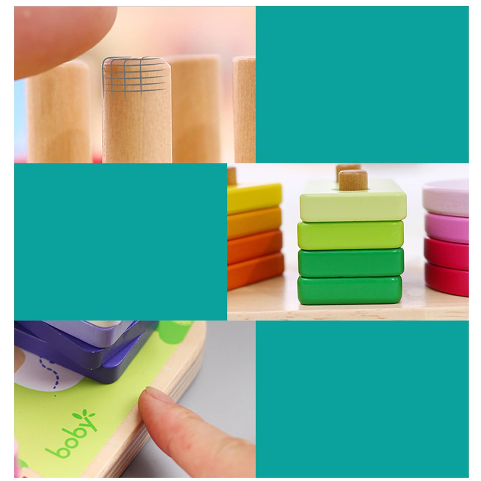 de Madera de Clasificación de Formas - Juego de apilamiento Sensorial y | Educativo,Puzzle de Surtido para Apilar - Para Jardín De Kindergarten Y Viaje Aprendizaje Y Desarrollo