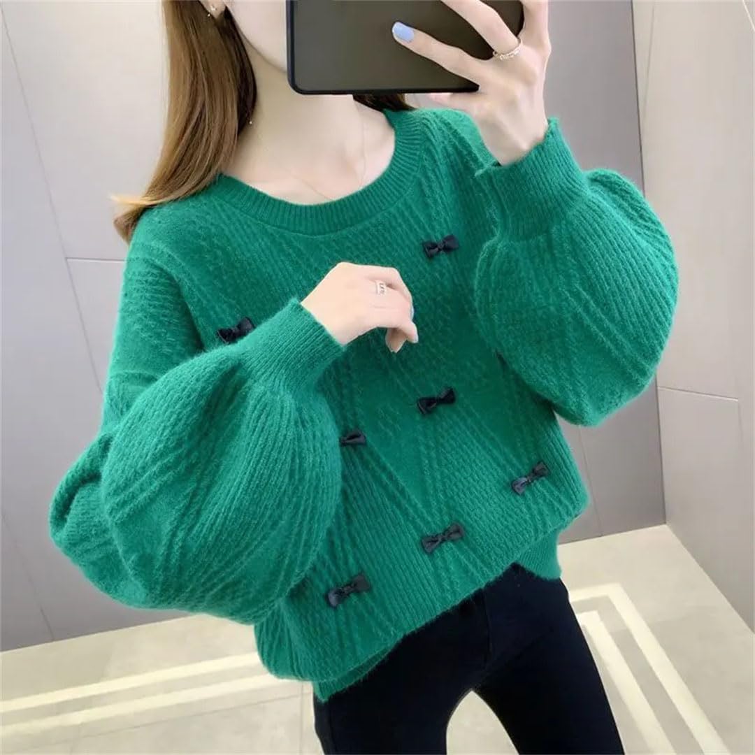 Maglione da donna autunno e inverno moda ufficio semplicità O-collo manica lunga maglione donna casual all-match sciolto top