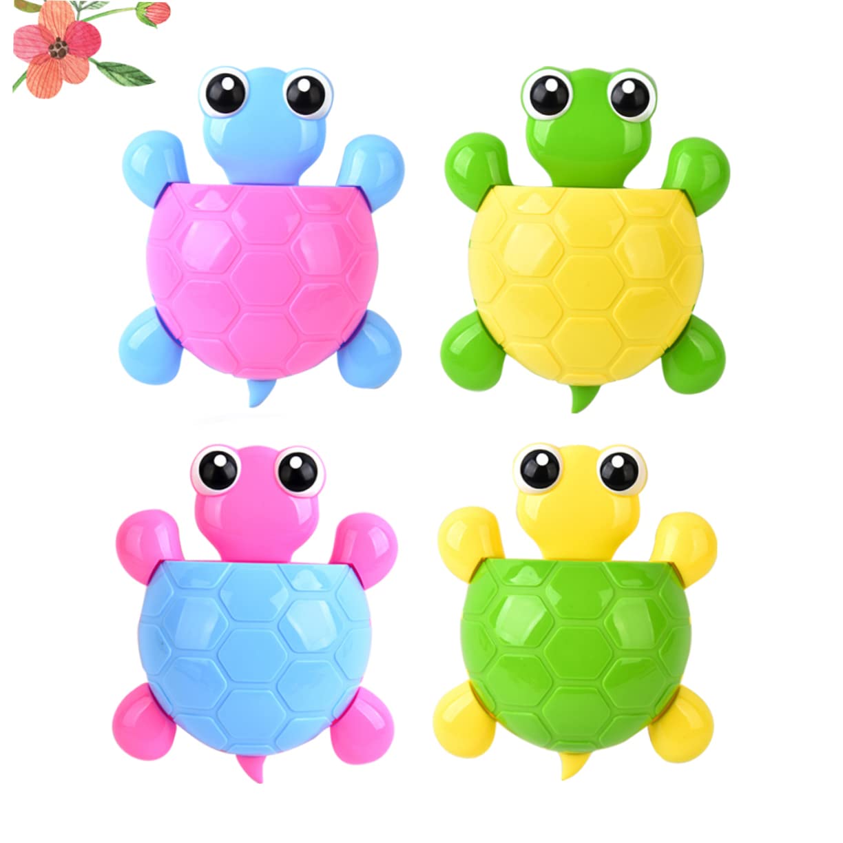 4 Piezas Portacepillos de Dientes PP PVC Ventosa Tortuga