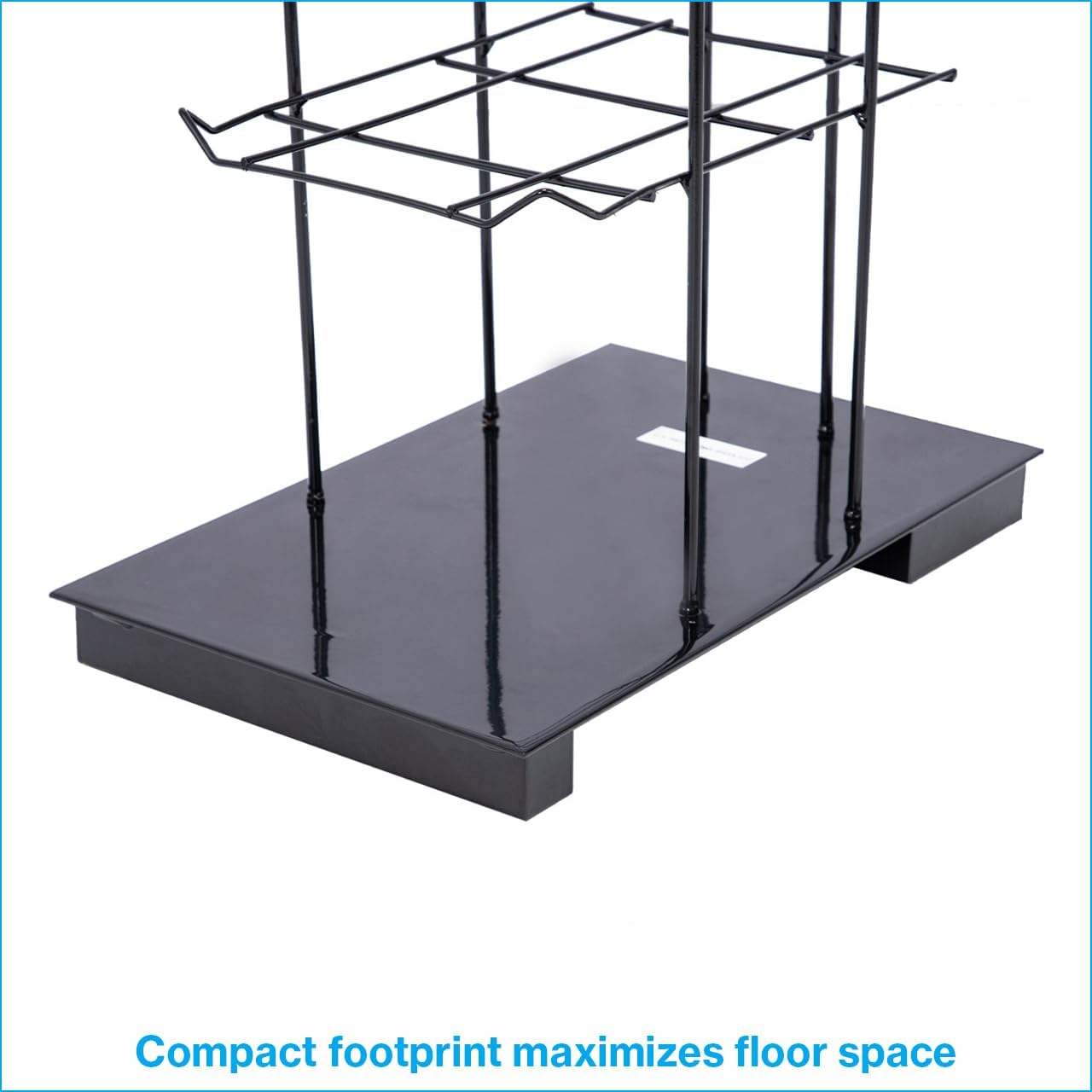 SSWBasics Black Floor Standing Ball Cap Rack and Hat Display Rack - Retail Hat Organizer Stand - 78" H x 10" W x 15½”D - Holds Up to 72 Caps Vertically