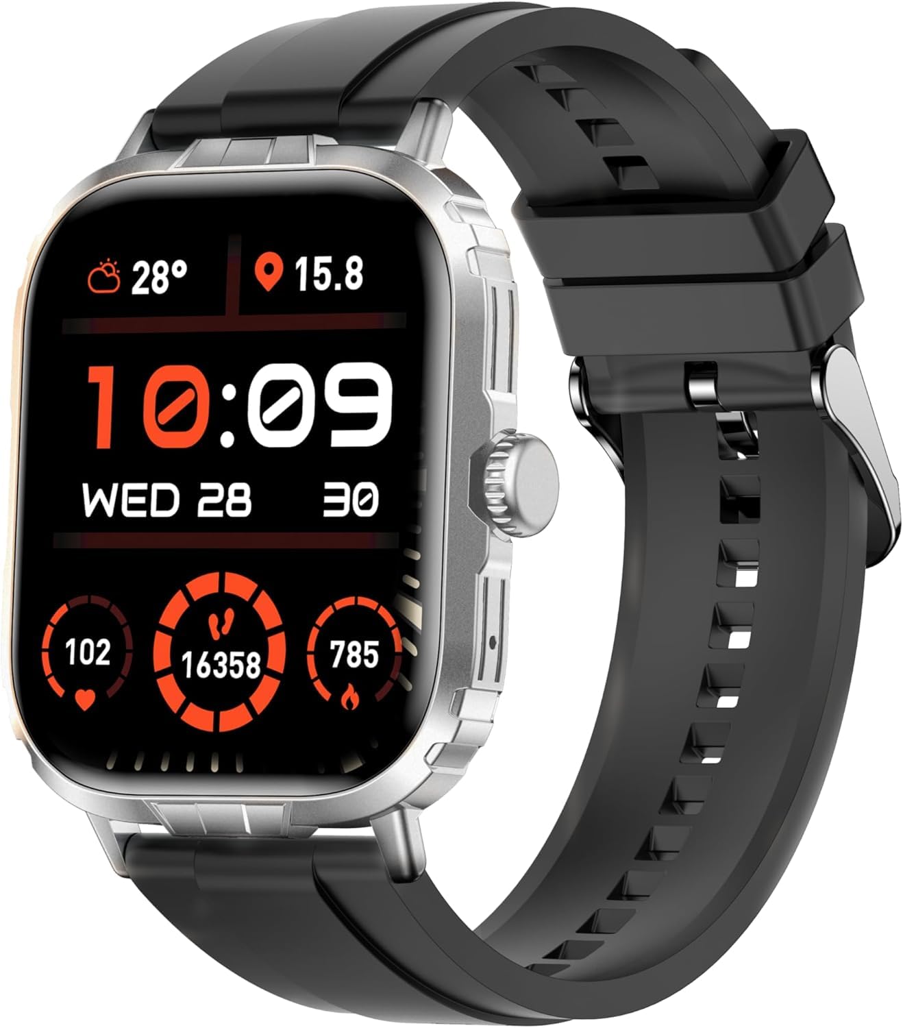 Smartwatch Uomo Donna, Sportivo Fitness Tracker con Effettua o Risposta Chiamate, 2.01" Intelligente Orologio con Contapassi/Cardiofrequenzimetro/Sonno, IP68 Smart Watch per Android iOS