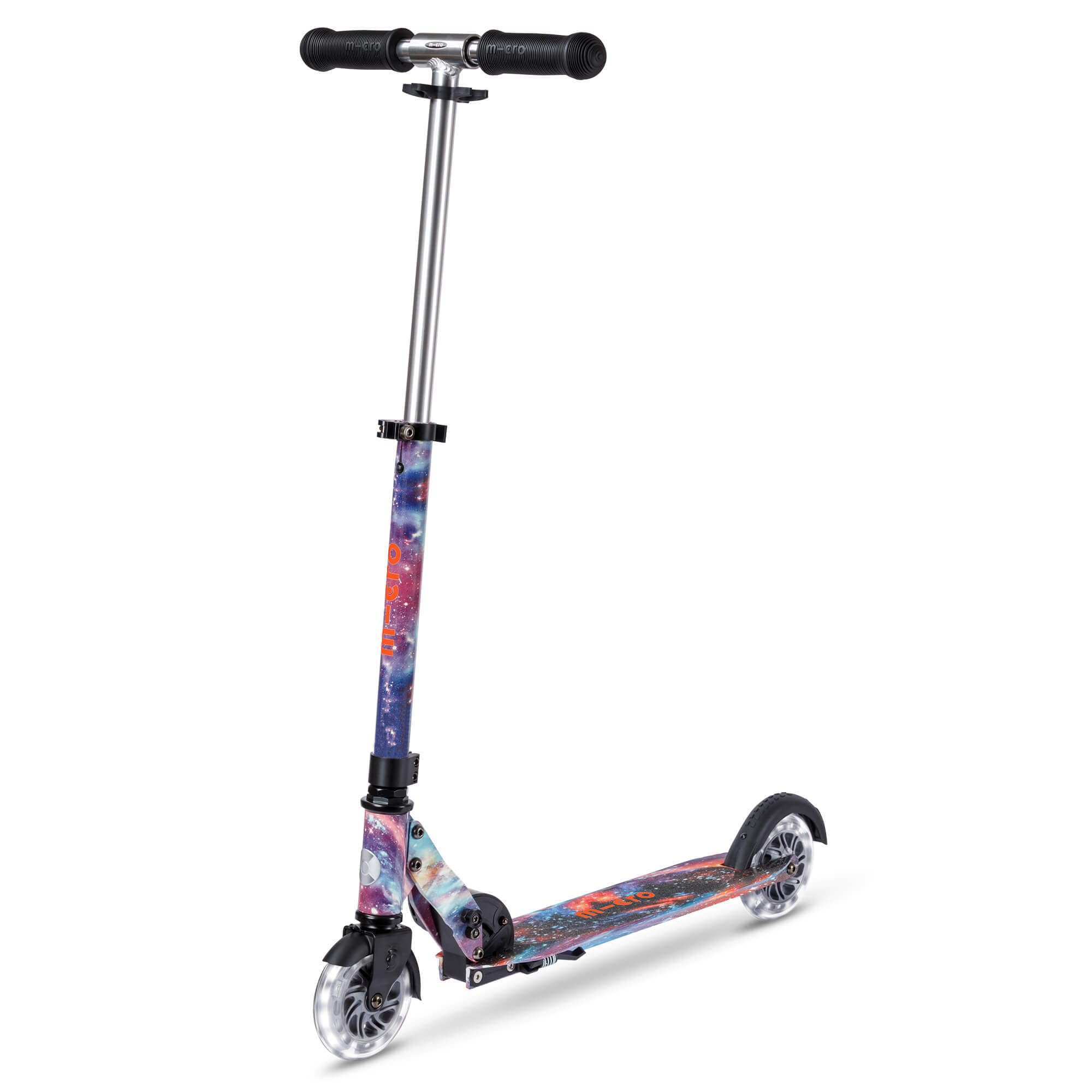 Micro Scooters | Micro Sprite LED Children's Scooter | Handlebar Adjustable | Light Up Wheels | Foldable | 5-12yrs | Boys & Girls | Intercosmic Glow