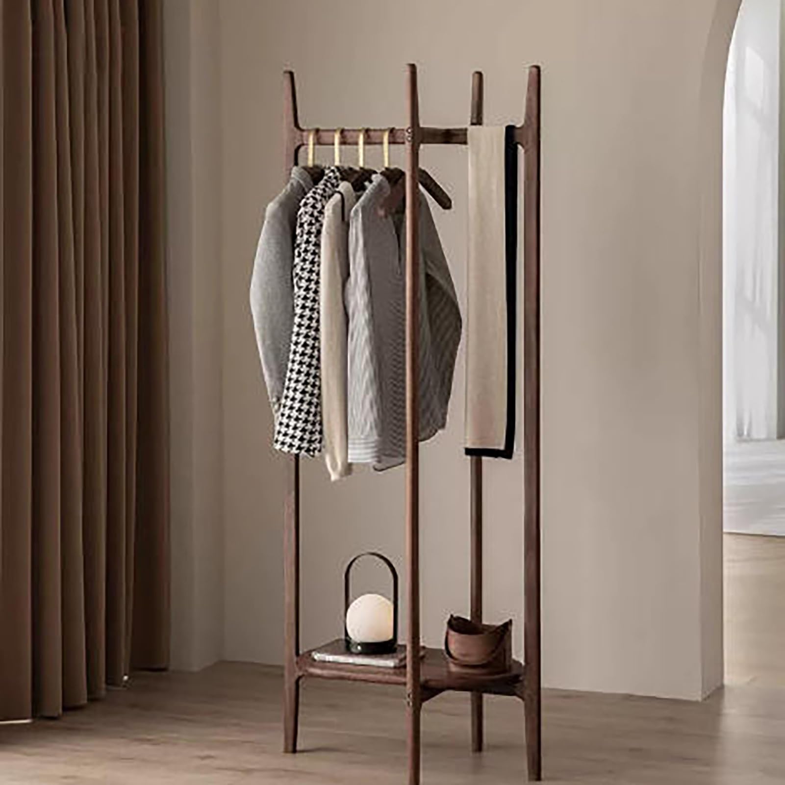 Solid Wood Coat Rack - Coat Hanger Stand Coat Tree Rack Freestanding, Small Clothes For Entryway Bedroom Hallway Living Room