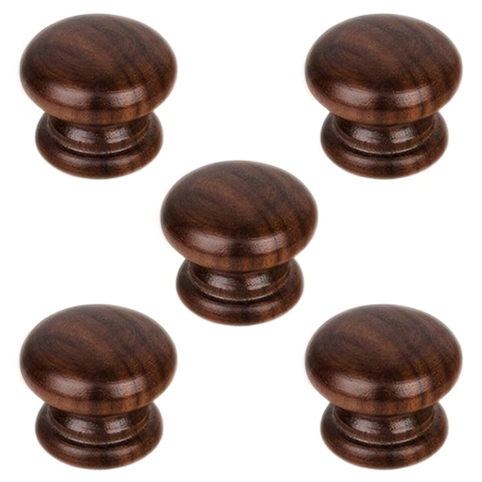 TYYCKJ 5PCS Solid Walnut Wood Knobs Wooden Cabinet Handles Drawer Pull Handle for Cupboard Wardrobe Dresser Closet Door Home Decoration Furniture Pulls, Single Hole