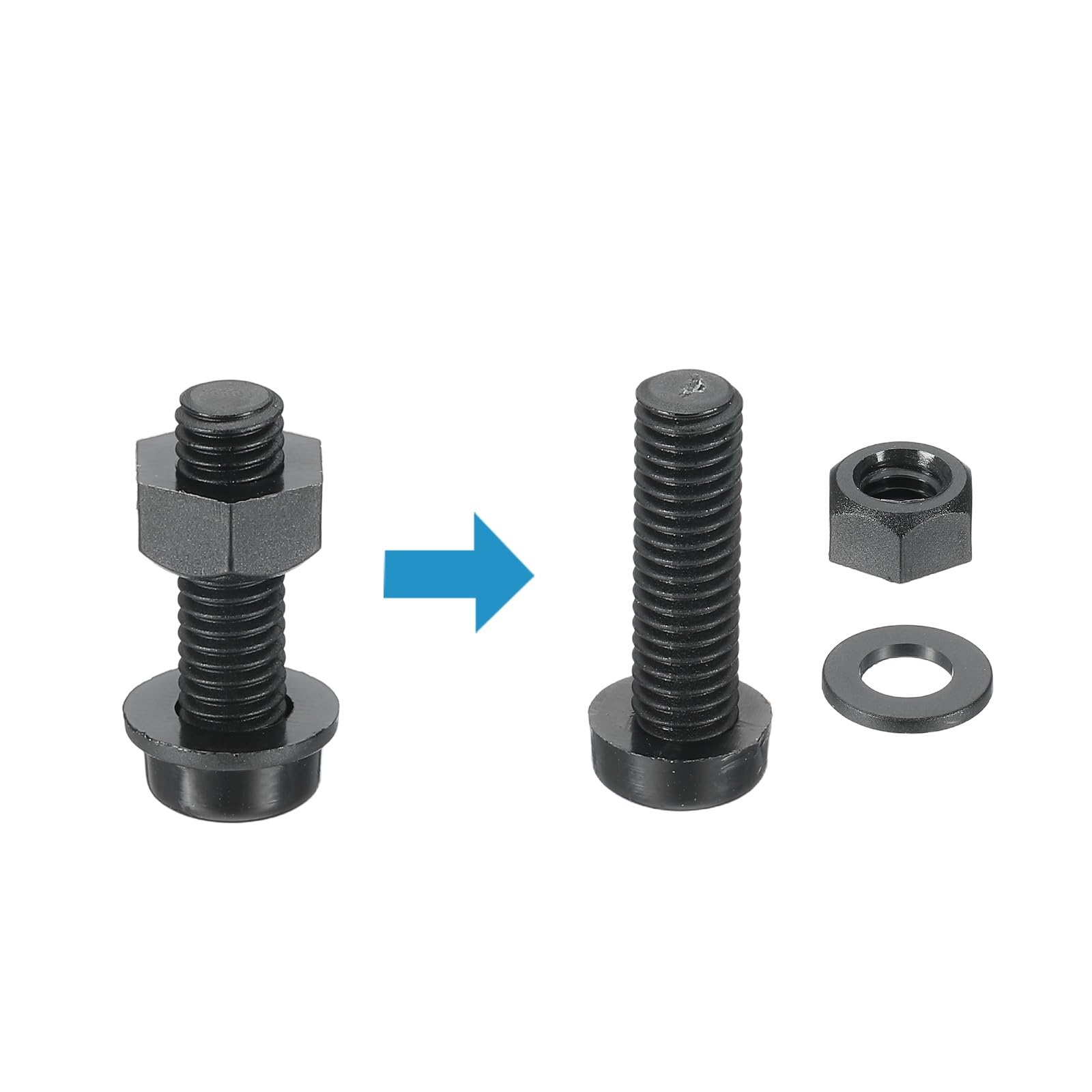 PATIKIL M6x20mm Black Nylon Bolts Plastic Nuts Full Thread Head Screws, 24 Pcs, M6*20mm - Image 3