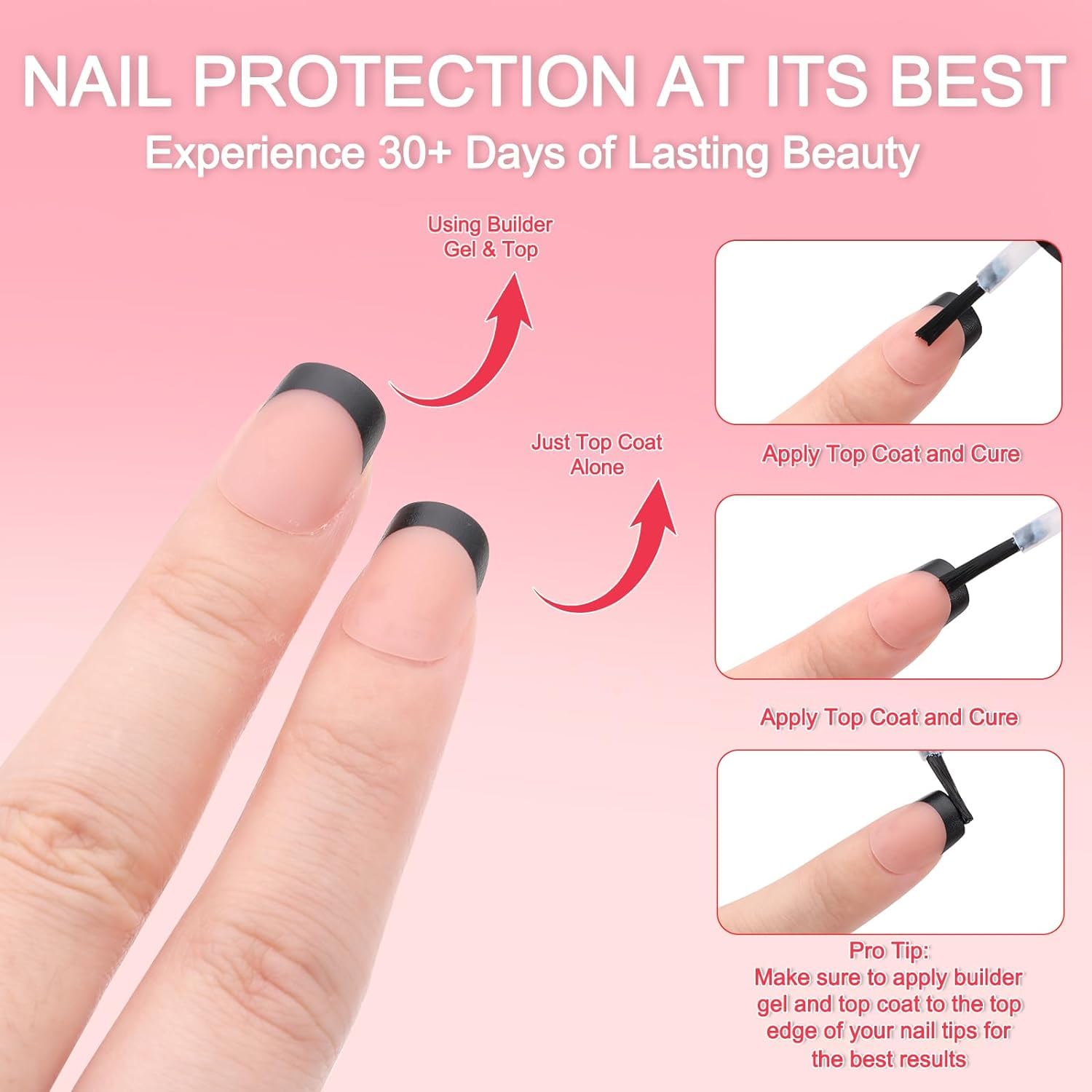 French Tips Gel x Nail Tips, 240 pezzi Unghie finte pre-applicate con primer e base coat, 15 misure Unghie finte in gel morbido for estensione unghie fai da te(Matte Black-Deep Bronze XS Coffin)