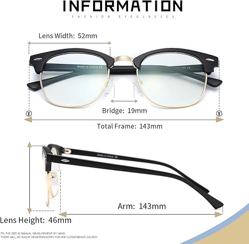 Miniatura 3 de kimorn Gafas de bloqueo de luz azul semi sin montura 2 unidades para mujeres y hombres, lentes transparentes para computadora K052 (negro mate y