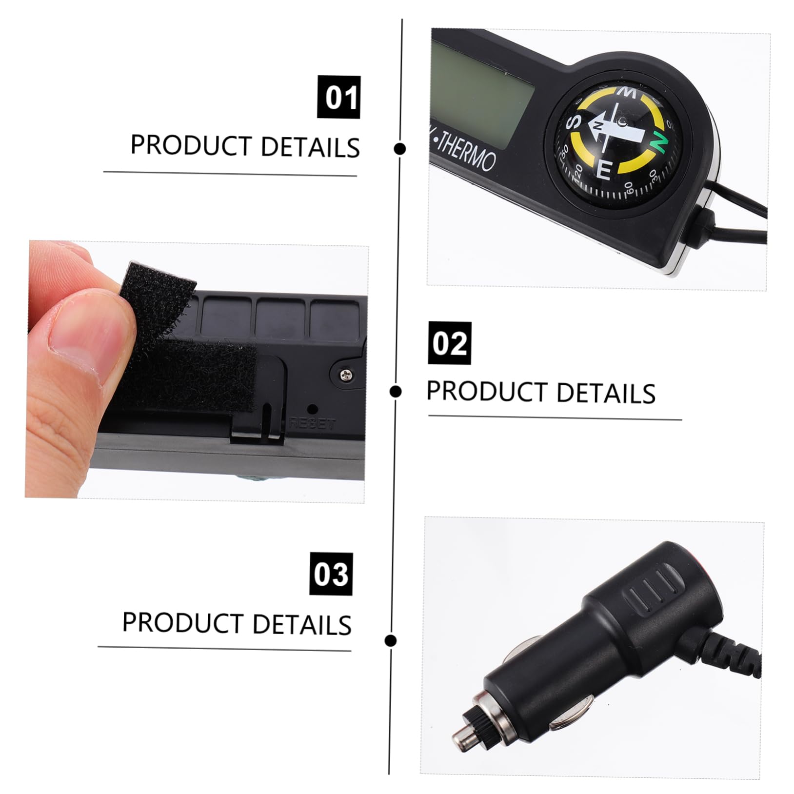 POPETPOP 2stücke Automotive Digital Thermometer Voltmeter Mit -uhr Und Kompass Multifunktionale Anzeige Für Auto Temperaturmessung Innen Und Außen Mit Farbigem Hintergrundbeleuchtung