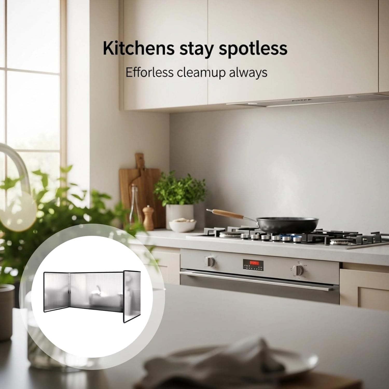 Kitchen Cooktop Splash Guard, 3 Sided Silver Aluminum Oil Splatter Screens, Foldable Grease Splatter Guard for Stove, 11.8 X 31.5 X 15.7 in