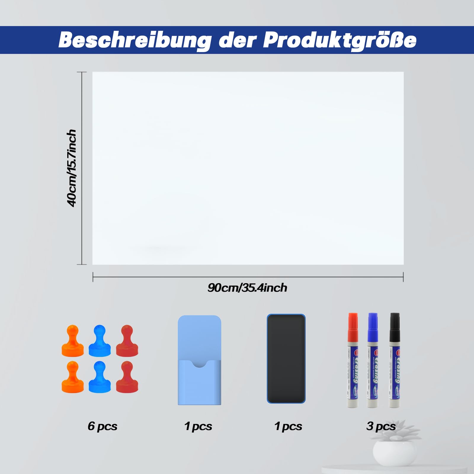 Lavagna Magnetica Bianca 90x40 Cm | Pellicola Autoadesiva Per Parete | Con Pennarelli E Calamite | Per Casa E Ufficio - Foto 10