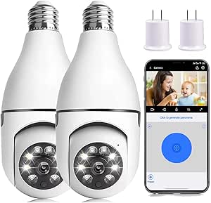 Light Bulb Security Camera, 2.4G 1080P Wireless Light Bulb Camera for Pet Camera, 360 ° PTZ Light Socket Camera with Motion Detection Auto Tracking asin的图片