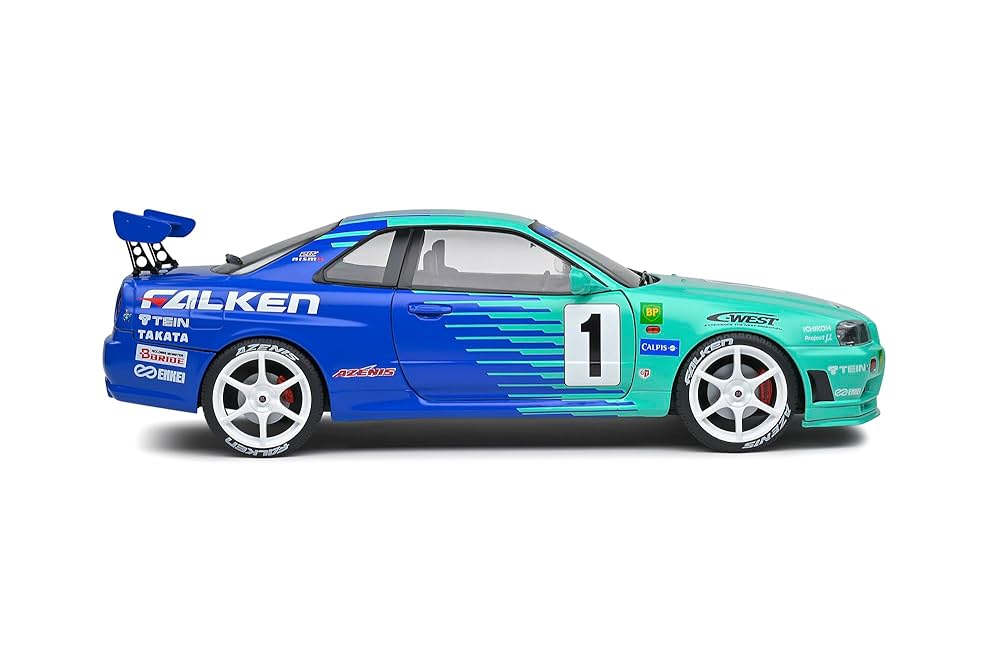 Nissan Skyline GT-R R34 1/18 サイズ、ケース付き Buy Solido 2001 Nissan Skyline GT-R R34 Falken 1:18 Online