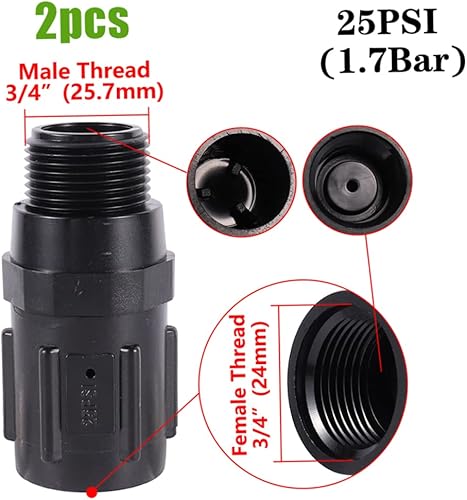 Miniatura 4 de Piezas de riego por goteo Reguladores de presión Reguladores de presión de manguera Sistema de riego por goteo 25PSI Reductor de presión Válvula de