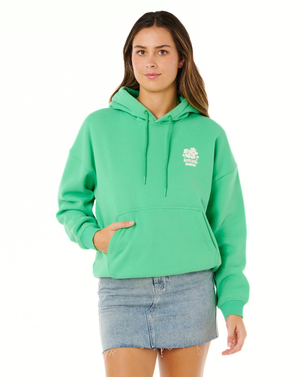 Rip Curl Women's Surf Heritage Hooded Sweatshirt, Green Hawaii Puff, XL