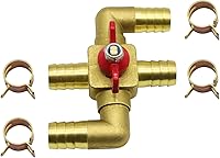 Solid Brass 4-Way 3/4 Inch Heater Control Valve for Cars - Automotive Heating Water Valve, Heater Core Bypass with Clamps (19mm)