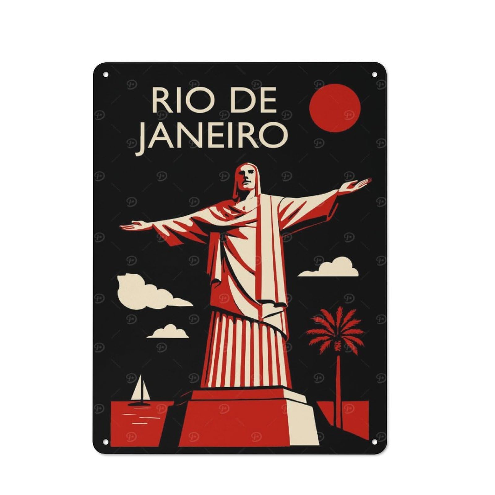 Junmoney Style-7 Rio De Janeiro Travel Vintage Tin Sign 40X30cm For Café Or Restaurant, Suited To Café Owners And Decorators