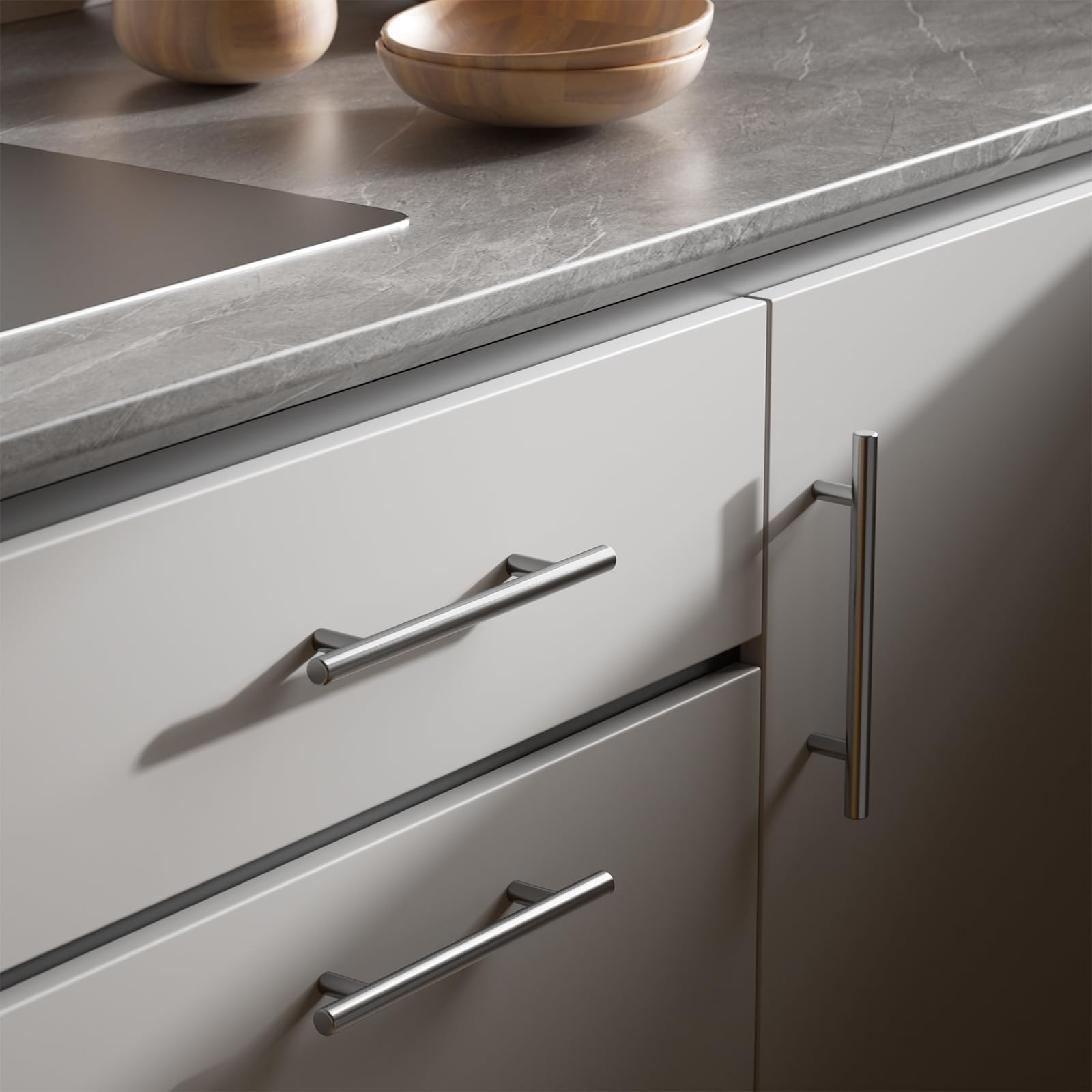 Goldenwarm 1 piezas Tiradores Armarios Plateados Tiradores Cajones Tiradores Cocina 160mm Tiradores de Acero Inoxidable -LS201BSS160 Tiradores Vintage Tiradores Muebles Baño Tiradores Infantiles - 4