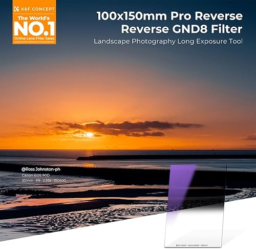 Miniatura 2 de K&F Concept Filtro de densidad neutra graduada GND8 (3 topes) de 3.937 x 5.906 in con 28 recubrimientos multicapa compatible con soporte Cokin Z