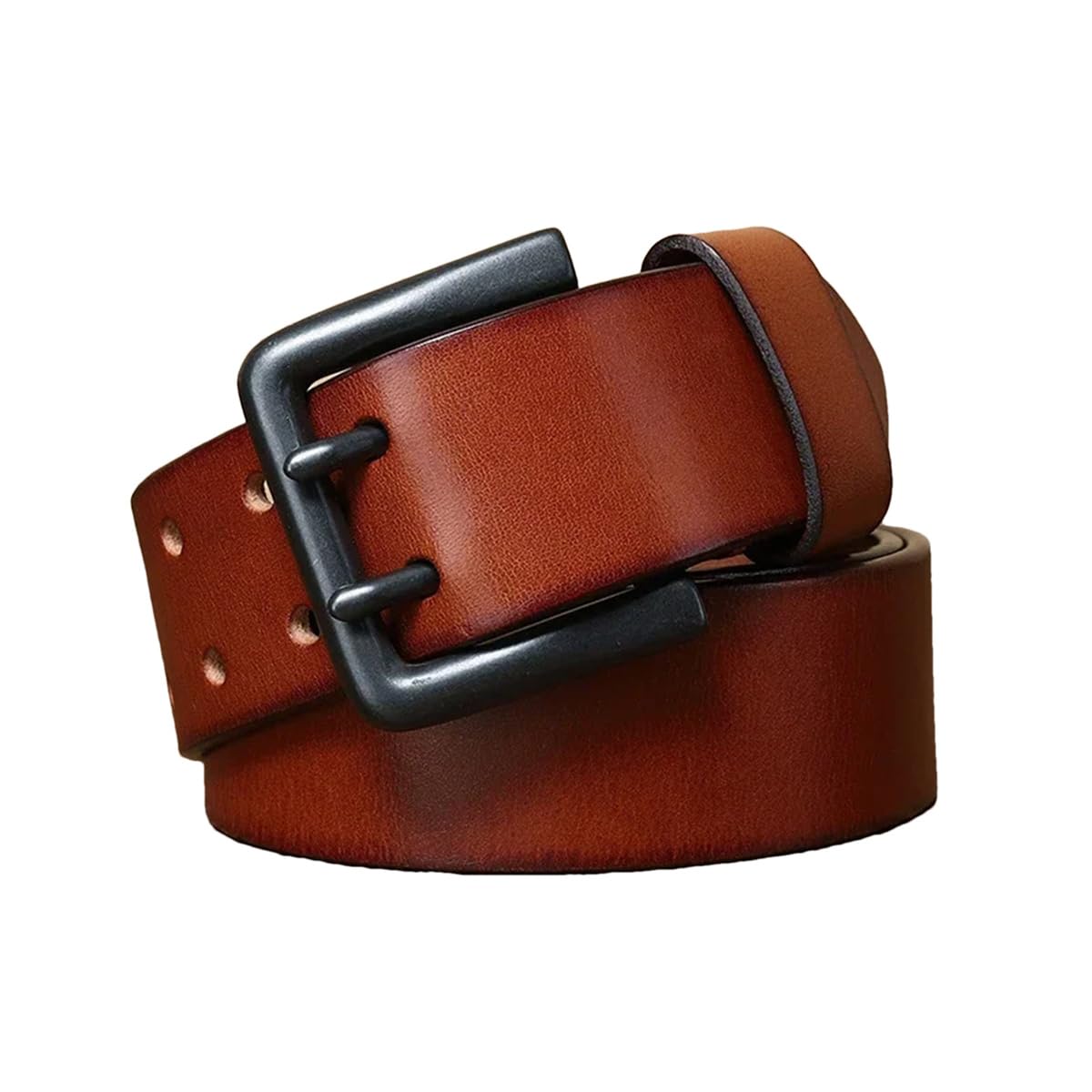 Cinturón De Piel De Vaca Gruesa De 4,3 Cm Para Hombre, Cinturón De Diseñador De Lujo, Hebilla Doble, Cinturón Para Pantalones Vaqueros