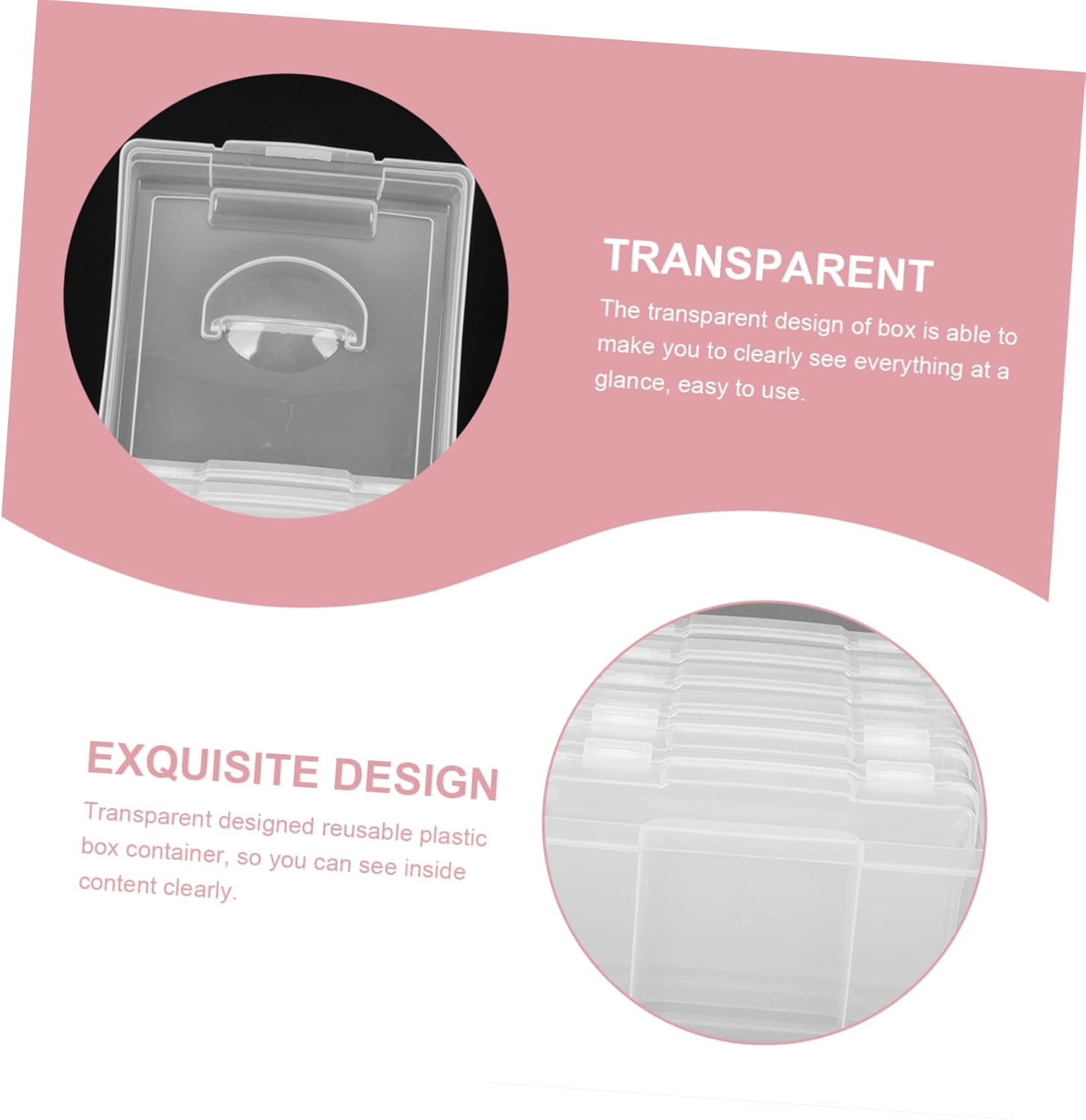 Photo Storage Box Capacity Reusable Plastic Hard Case for Photos Greeting Cards Organizers Snap-tight Lid