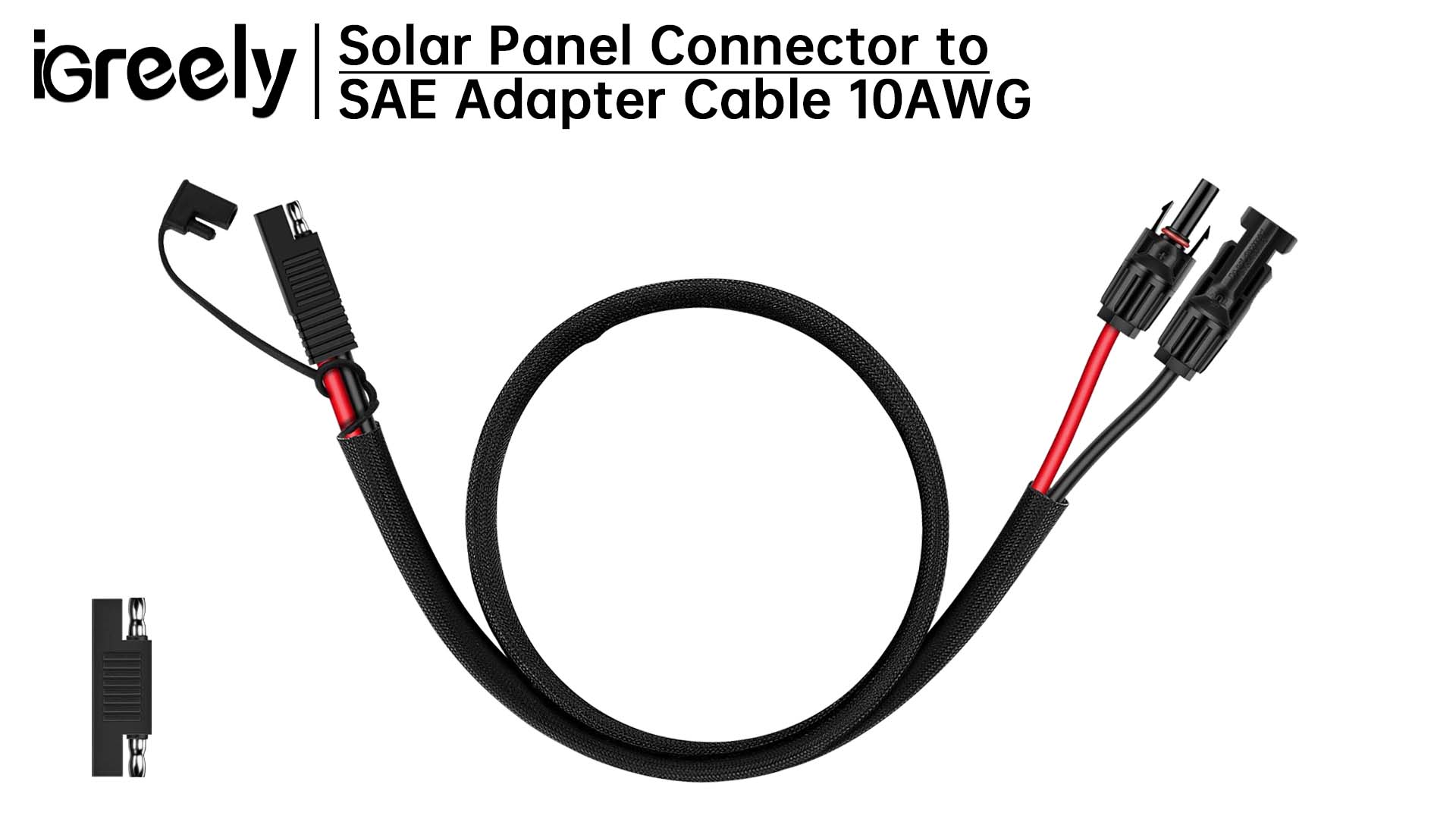 IGreely Solar Panel Connector Cable,10AWG SAE To Male & Female Adapter PV Extension Cable Wire For RV Solar Panel DC Power Battery Charger With SAE