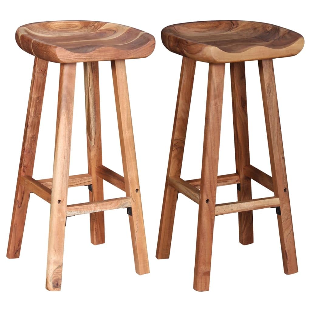 Tabourets de bar en bois d'acacia massif faits main pour îlot chic