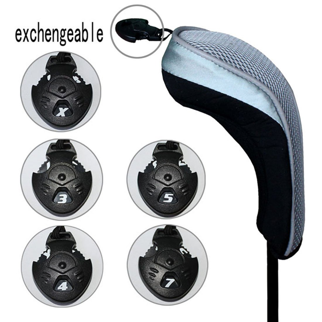 Andux coprimazza da Golf per ibridi 4pcs/Set Intercambiabile No. Etichetta Nero/Gris MT/hy03