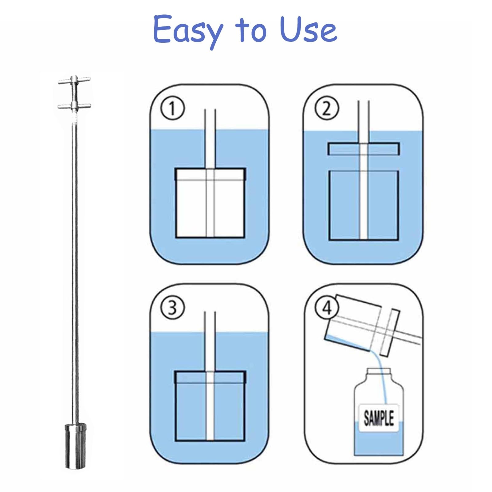 Barra de metal para muestras de líquidos, cucharón de muestra de seguridad duradero para procesamiento de alimentos, uso farmacéutico y químico