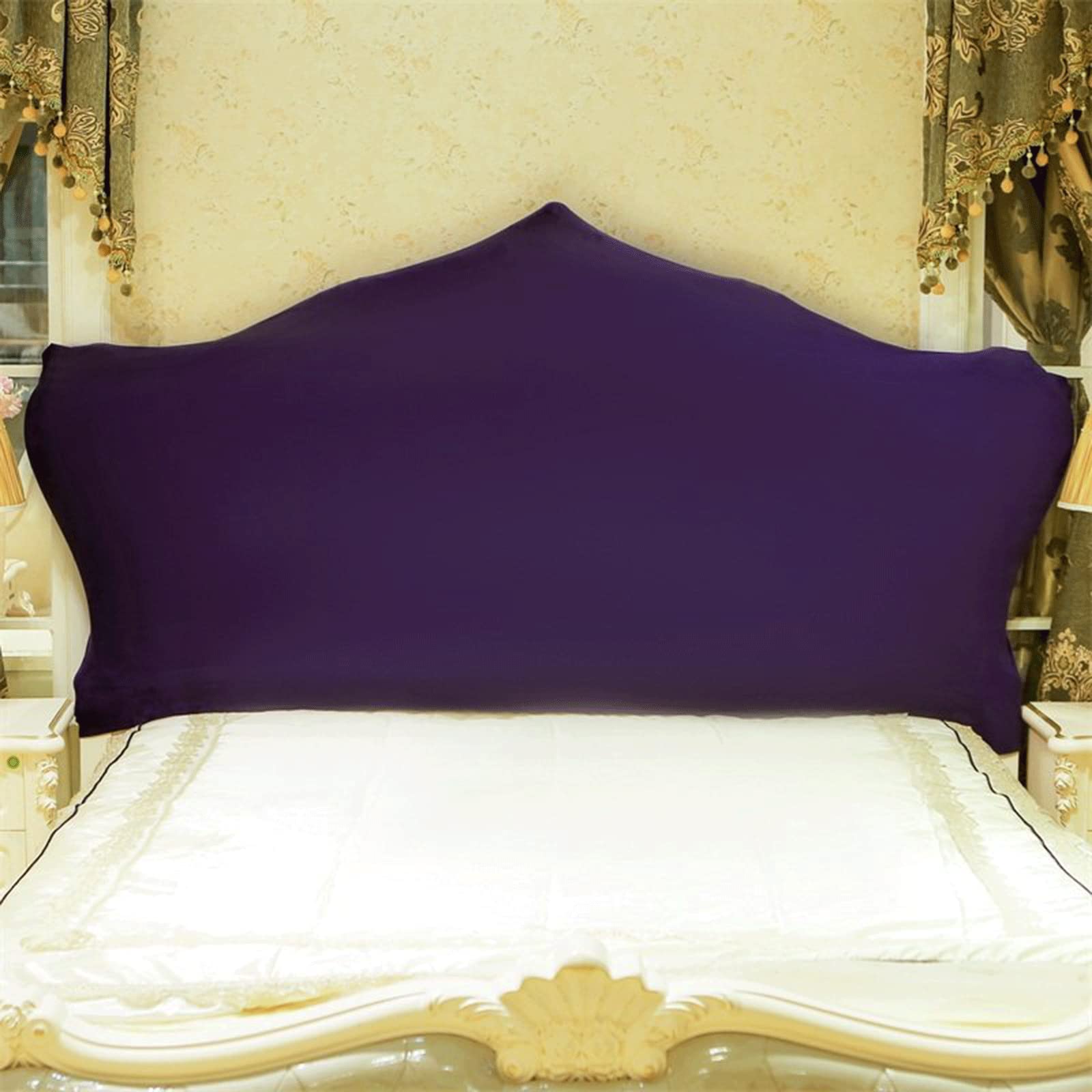 Copritestiera Letto Elasticizzato Viola - Lunghezza 120 Cm, Si Adatta A Testiere 50-80 Cm Di Altezza - 4