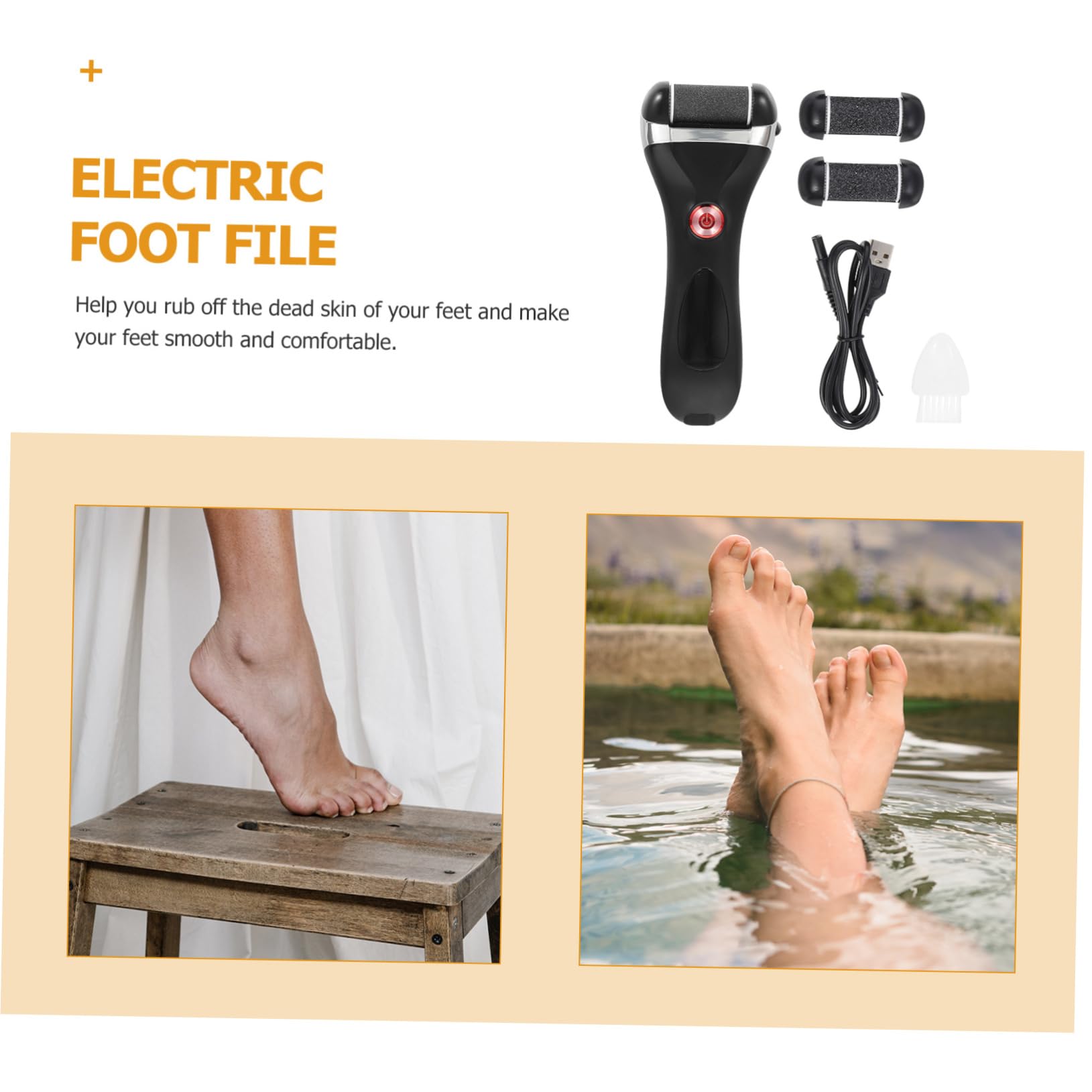 Pulidora Eléctrica Recargable para Pies, Eliminador de Callos Negro