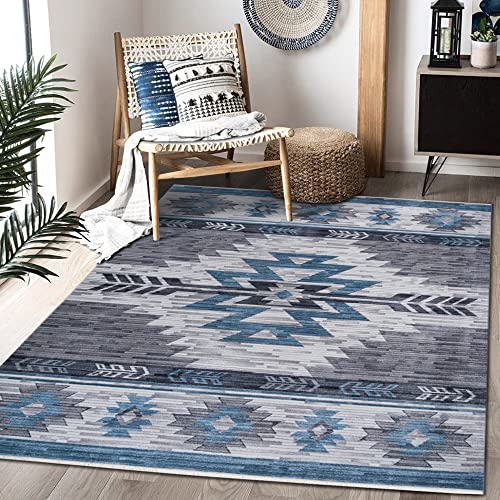 HR- Southwestern 8x10 Rug Navajo Native American Inspired Modern Faded
