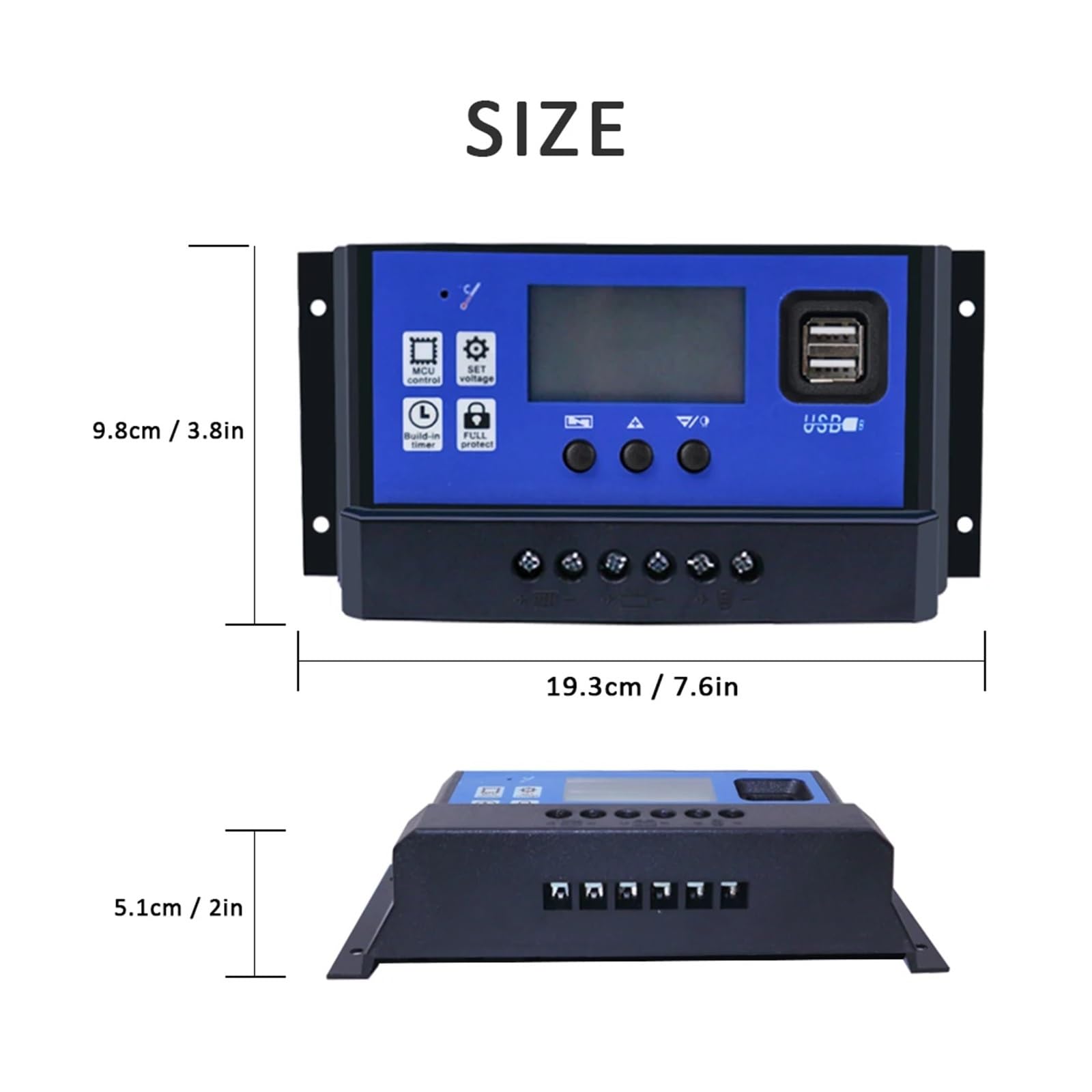 Regolatore Solare PWM da 10A, 20A, 30A, Display LCD, Caricabatterie Fuori Rete con Porta USB, Regolatore da 12 A 24 V, Elettrodomestici(30A)