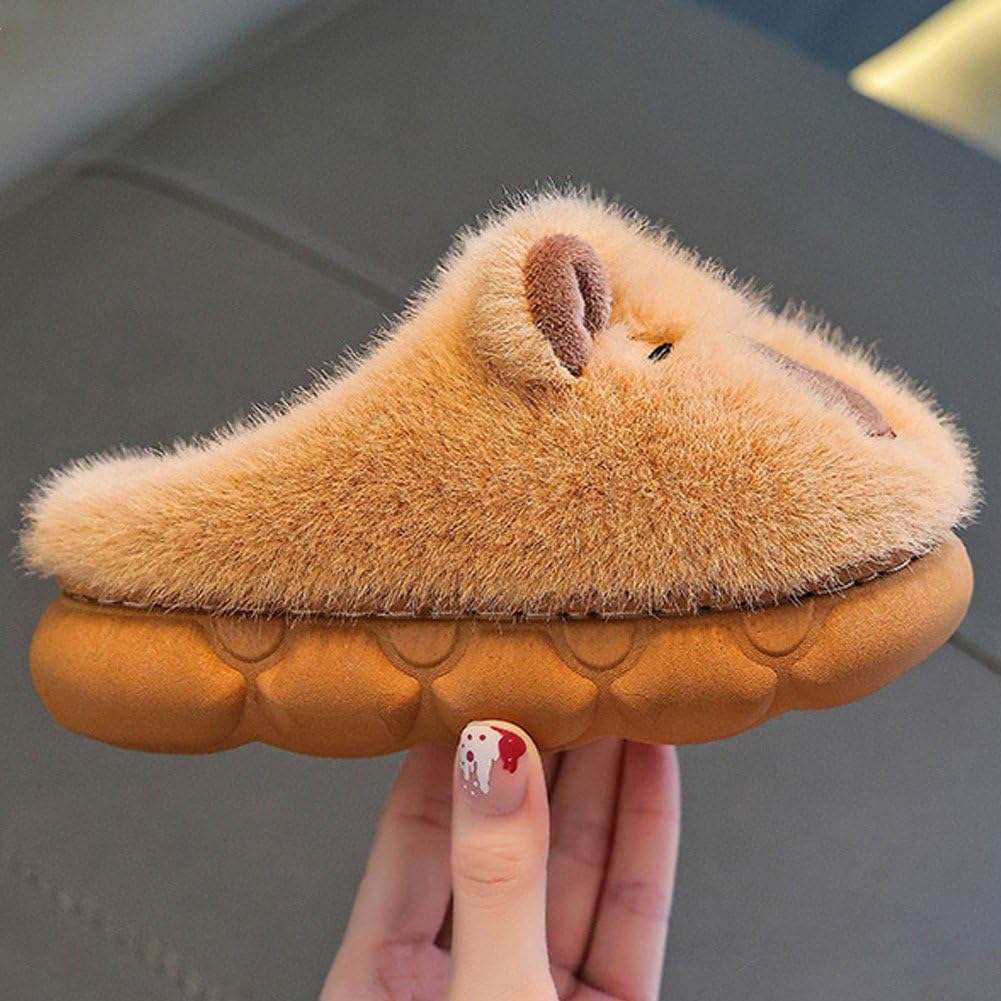 Pantoufles Capybara Mignonnes pour Enfants, Chaudes Moelleuses, pour l'hiver. Pantoufles Antidérapantes À Motif Dessin Animé, Idéales pour Maison, pour Garçons Filles.