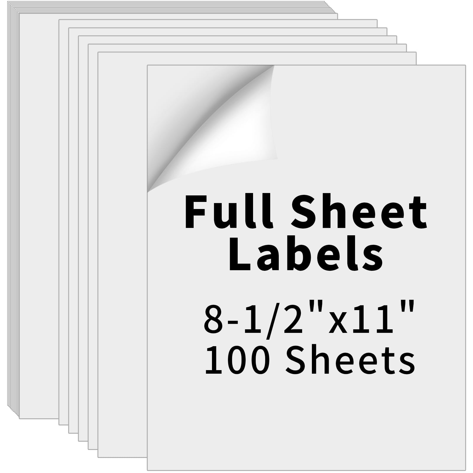 8.5" x 11" Full Sheet Label Sticker Paper for Laser & Inkjet Printers,Self Adhesive Printer Paper Shipping Labels,Printable White Matte Mailing Label Stickers(100 Sheets,100 Labels)