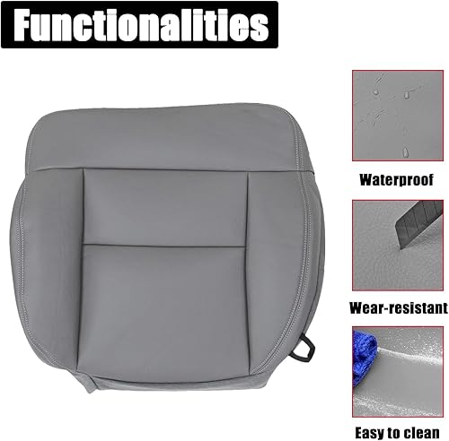 Miniatura 5 de Funda de repuesto para asiento delantero del lado del conductor, color gris, compatible con Ford F150 Lariat 2004 2005 2006 2007 2008