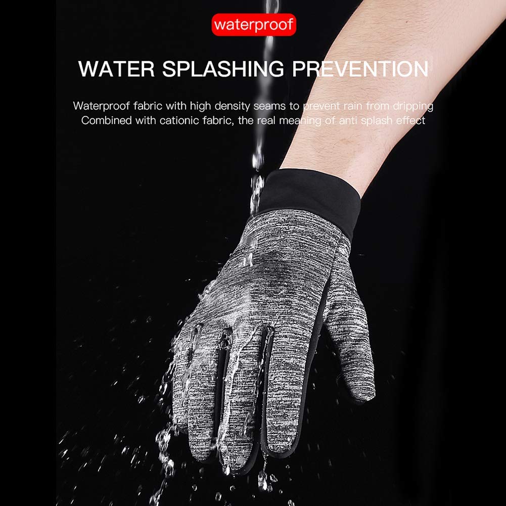 Winterhandschuhe, Winddichte Thermo-Fahrradhandschuhe Kaltes Wetter, wasserdichte Fleece OutdoorTouch Screen Skihandschuhe Grau