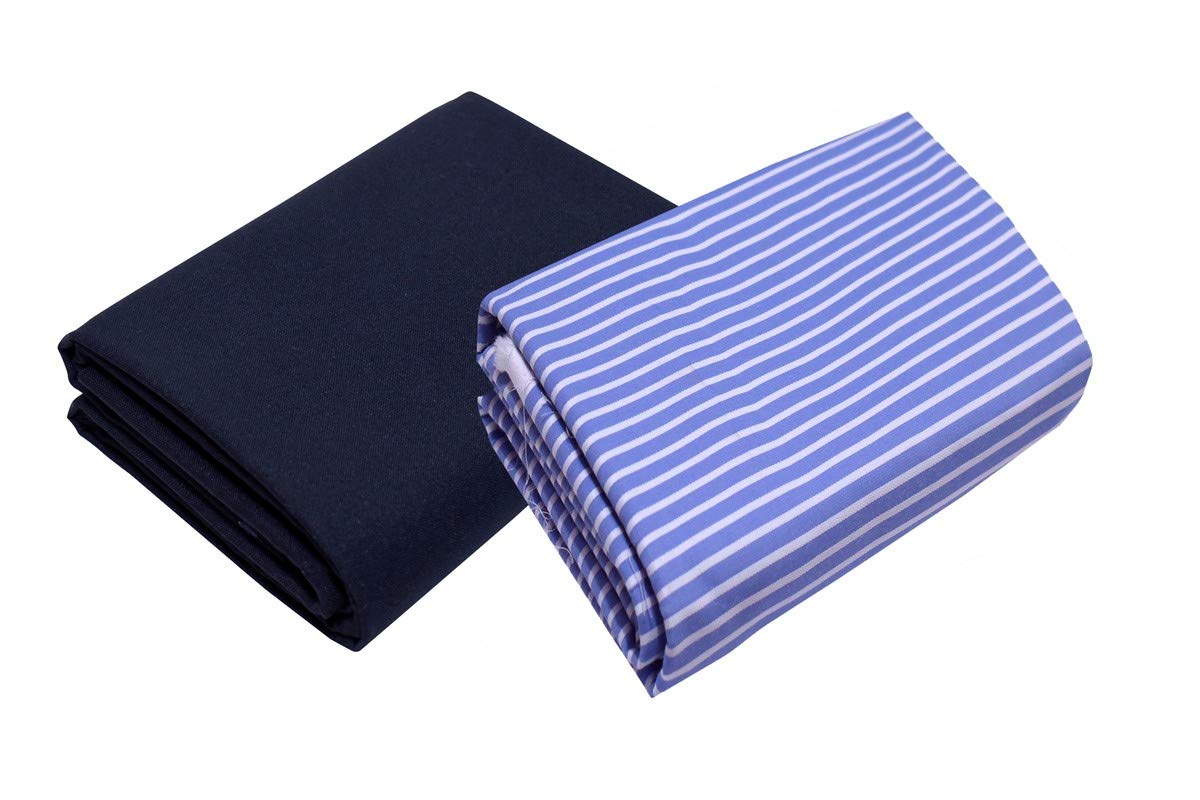 kundan sulz gwalior Men's Cotton Unstitched Shirt & Trouser Fabric Combo Set (Navy Blue/Sky Blue; Free Size)-picture-25
