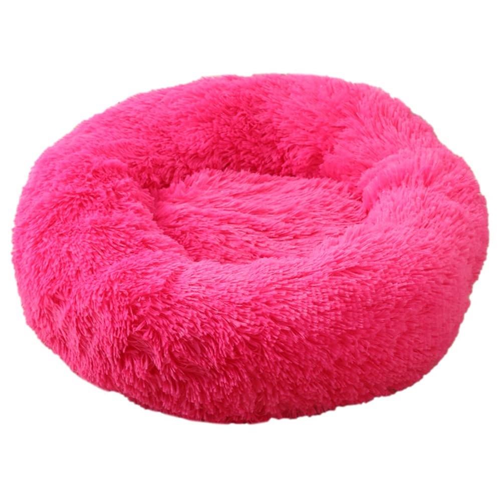 Lukery Dog Cat Donut Bed, Fluffy Plush Puppy Kitten Cuddler Round Bed, Warm and Soft Pet Cosy Anti Anxiety Beds for Small/Medium/Large Dogs (100CM,Rose) โ image 1