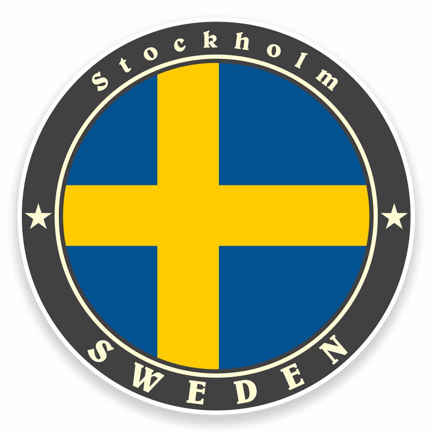 Destinationvinyl Multi 2 X 10Cm Stockholm Sweden Vinyl Sticker Decal Luggage Travel Tag Flag #9502 (10Cm Wide X 10Cm High)