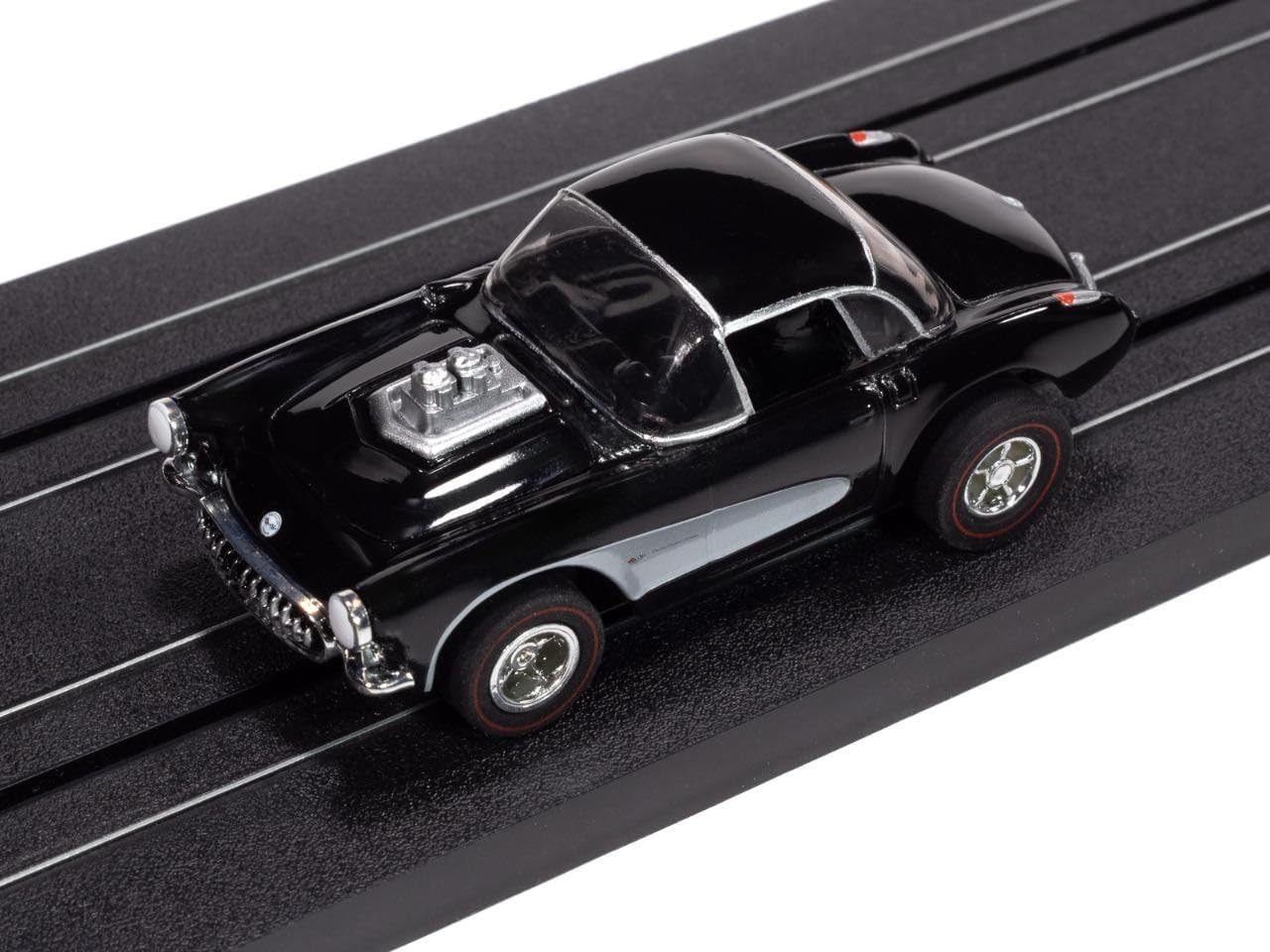 Auto World Xtraction 1957 Chevy Corvette Convertible (Black & White) HO Scale Slot Car