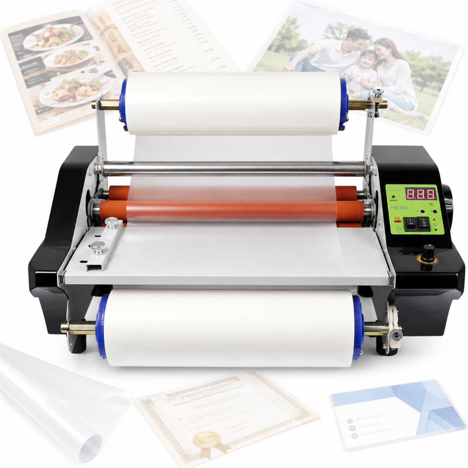 Vhewq Laminating Machine, Hot And Cold Roll Laminator, Digital Display Electric With Adjustable Infinite Speed Function, Single/dual Sides A3/a4 Paper Lamination, For Documents, Cards, Photos