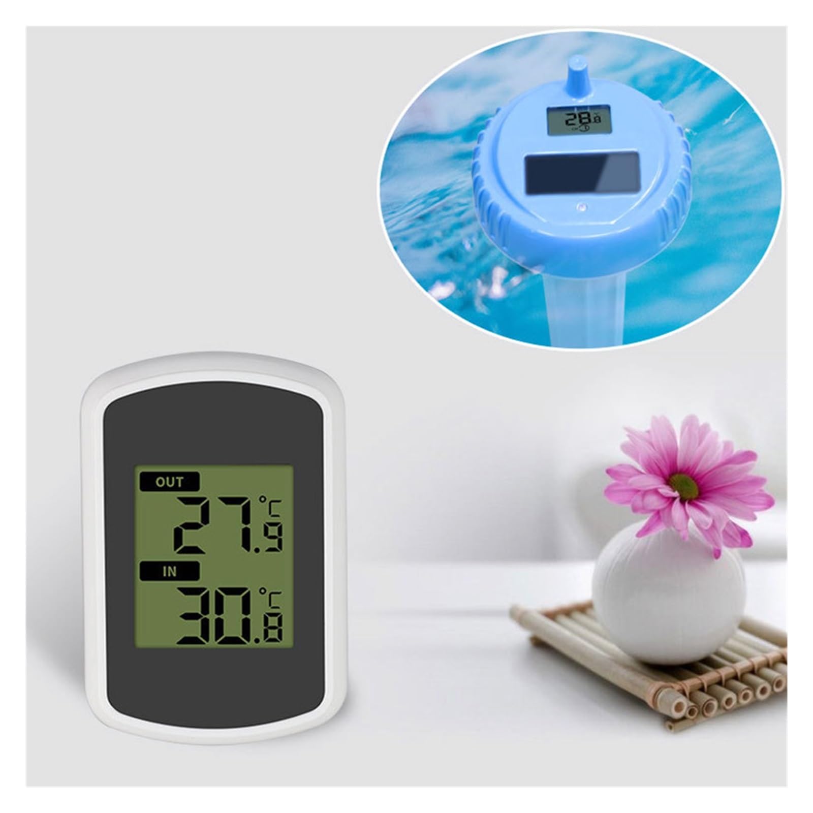 Termometro elettronico Galleggiante Wireless ad energia Solare for Acqua, Bagno, Piscina, Spa, Monitor LCD della Temperatura, IP67 Impermeabile(WS42)