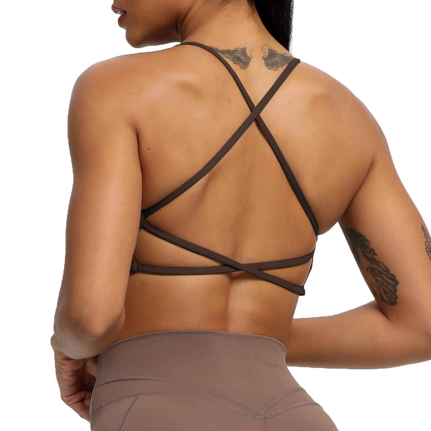 Aoxjox Women's Workout Sports Bras Fitness Ivy Low Impact Bra Yoga Crop Tank