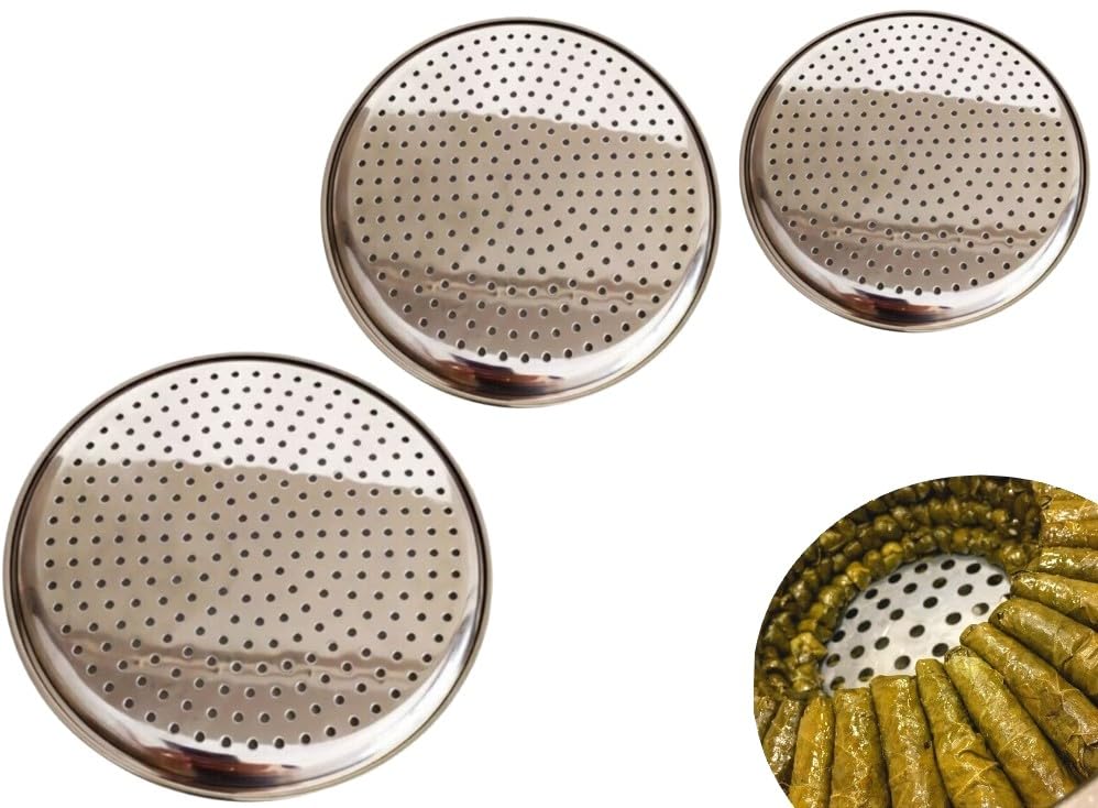 Stuffed leaves Cooking Apparatus for Prevents Sticking- Stainless Steel Non-stick Tray set 8'(20 cm), 8.5'(22 cm), 9.5'(24cm) - Cooking Lid,Tray Set for Stuffed Dishes, Grape Leaf,Dolma - Set of 3